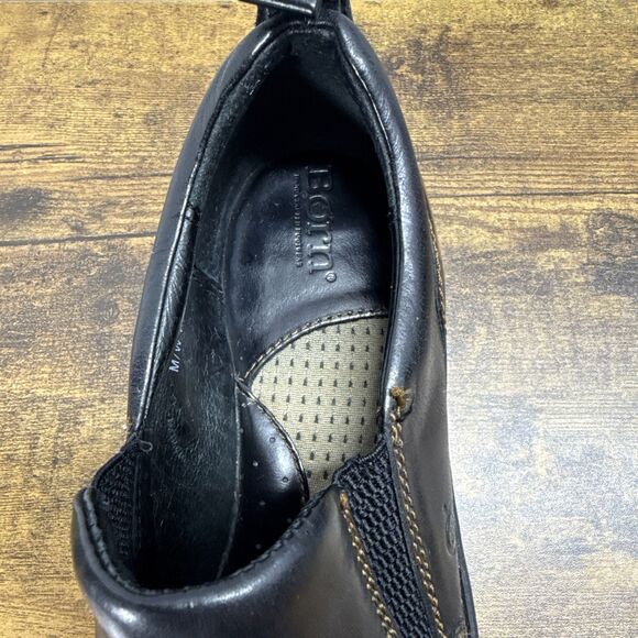 Born Womens Black Leather Slip On Gore Stretch Loafers Shoes Size 8.5M - Picture 15 of 16